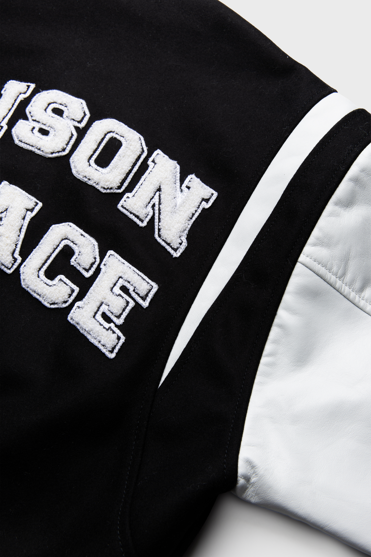 Wool and Lambskin Leather College Bomber Jacket - MAISON MENACE