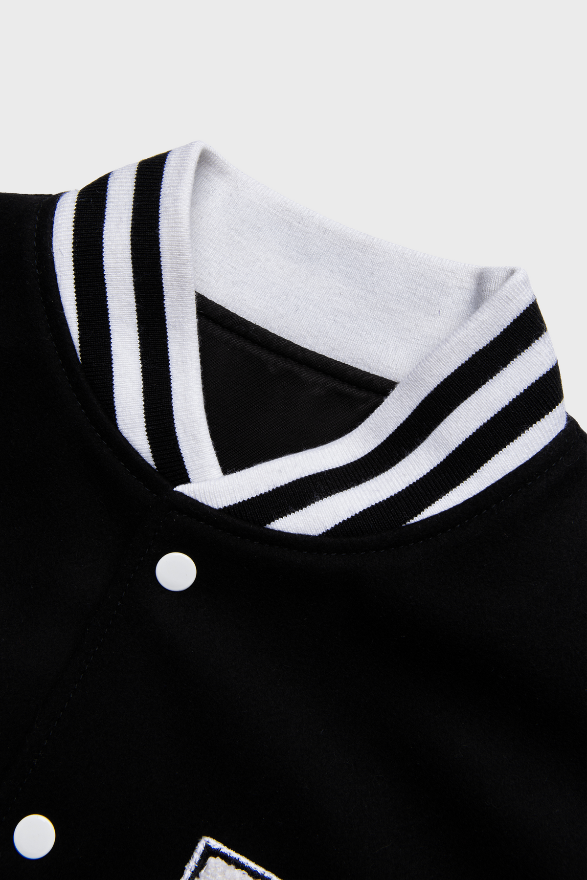 Wool and Lambskin Leather College Bomber Jacket - MAISON MENACE