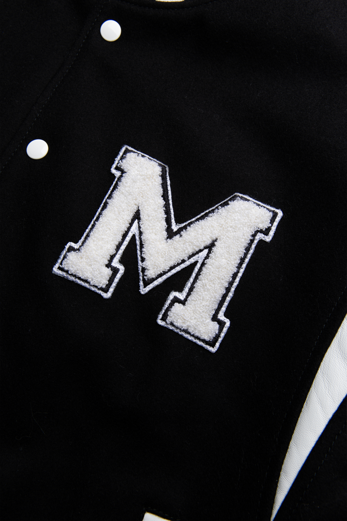 Wool and Lambskin Leather College Bomber Jacket - MAISON MENACE