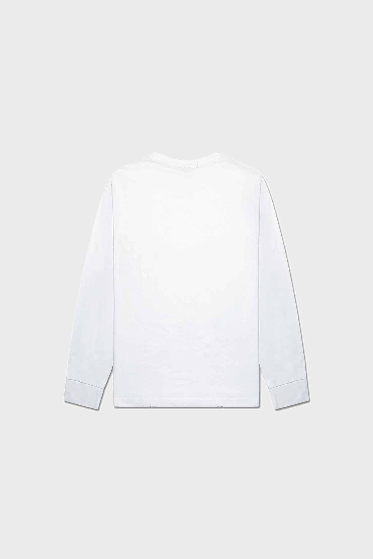 A Noire Classic Long Sleeve Shirt by MAISON MENACE is shown against a light gray background, highlighting its simple design and clean lines from the back.