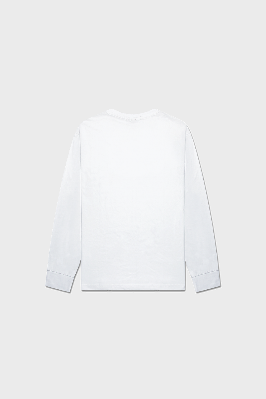 A Noire Classic Long Sleeve Shirt by MAISON MENACE is shown against a light gray background, highlighting its simple design and clean lines from the back.